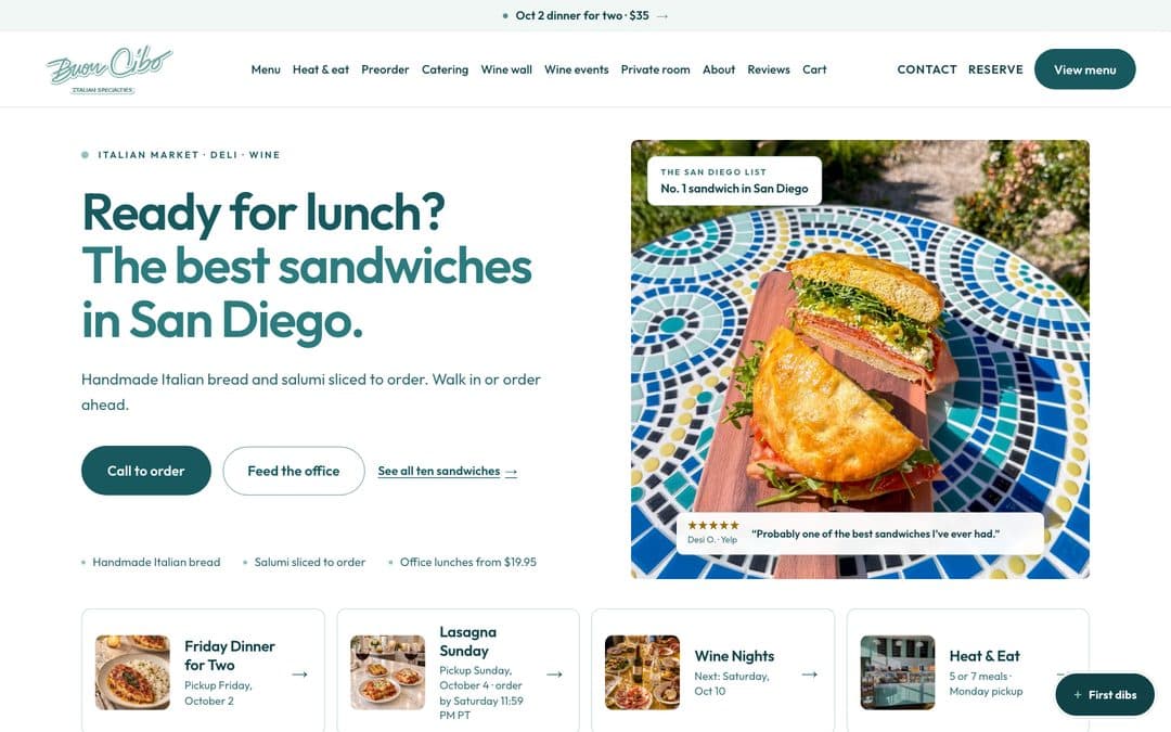 Homepage of Buon Cibo
