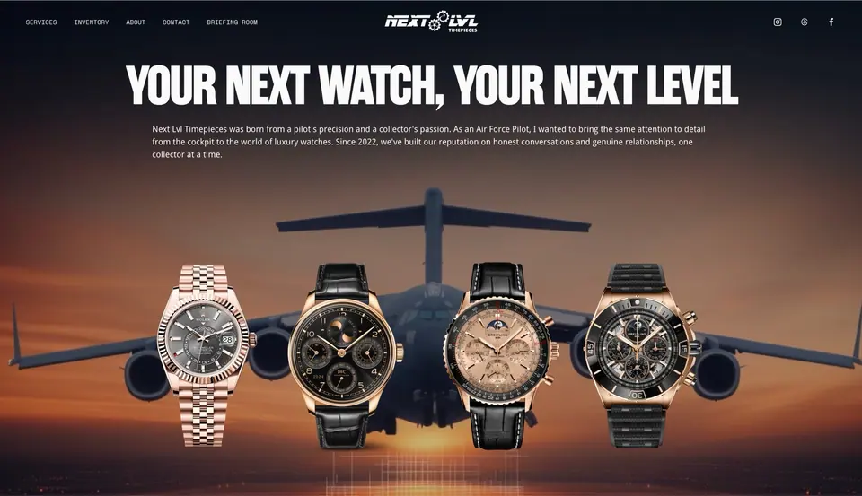 Homepage of a watch dealer website designed and built by Ezra Gonzalez