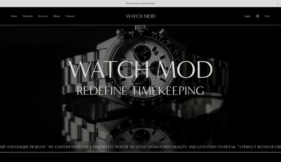 Homepage of a watch dealer website designed and built by Ezra Gonzalez