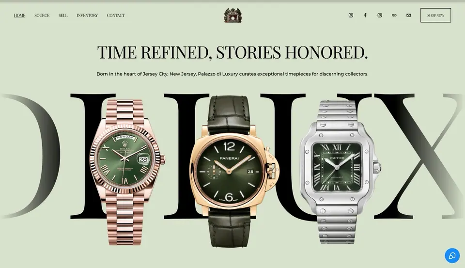 Homepage of a watch dealer website designed and built by Ezra Gonzalez