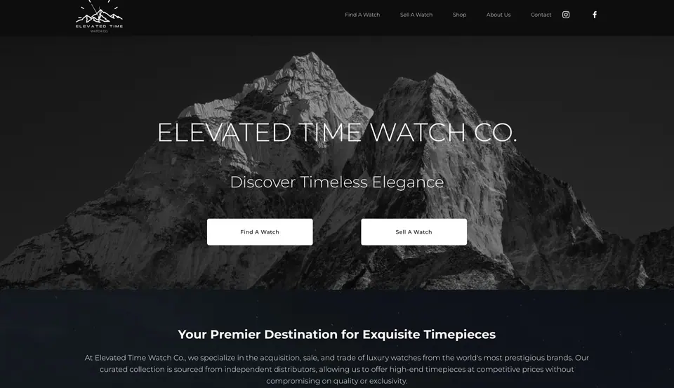 Homepage of a watch dealer website designed and built by Ezra Gonzalez